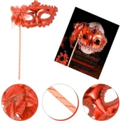 Kırmızı Işıltılı Tutmalı Fotoğraf Çekimi Maskesi thumbnail 1