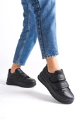 VALENCIA Bağcıksız Cırt Cırtlı Ortopedik Taban Kadın Sneaker Spor Ayakkabı CST - Siyah - 1