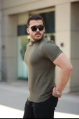 Erkek Ince çizgi Dokulu Kısa Kollu Tişört thumbnail 4