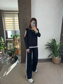 Kadın Iki Iplik Penye Kumaş Kol Detaylı Ribanalı Ikili Takım thumbnail 3