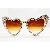 Krem Taşlı Kalp Gelin Gözlüğü thumbnail 1