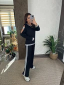 Kadın Iki Iplik Penye Kumaş Kol Detaylı Ribanalı Ikili Takım thumbnail 2