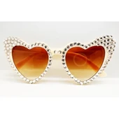 Krem Taşlı Kalp Gelin Gözlüğü thumbnail 3