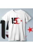 15 Temmuza Özel Tasarım Ay Yıldız Baskılı T-shirt - Beyaz - 1