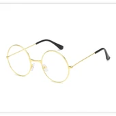 John Lennon Tarzı Gold Çerçeveli Şeffaf Gözlük thumbnail 1