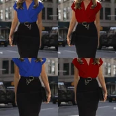 Kadın Kısa Kollu Kruvaze Yaka Krep Elbise (Kemersiz) thumbnail 19