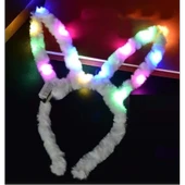Led Işıklı Peluş Tavşan Kulak Taç Beyaz thumbnail 2