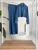 Denim Gömlek Plazzo Pantolon Takım 10163-08 thumbnail 10