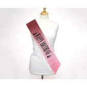 Pembe Siyah Happy Birthday Simli Kuşak Kemer thumbnail 2