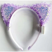 Mor Pullu Led Işıklı Kedi Kulak Taç thumbnail 2