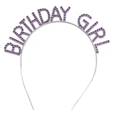 Mor Renk Kristal Taşlı Parlak Birthday Girl Yazılı Taç - 1