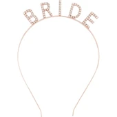 Rose Gold Bekarlığa Veda Kristal Taş Bride Tacı thumbnail 2