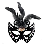 Siyah Süet Tüylü Kelebek Figür Parti Maskesi thumbnail 1