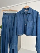 Denim Gömlek Plazzo Pantolon Takım 10163-08 thumbnail 12