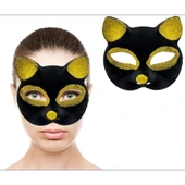 Siyah Renk Gold Simli Kedi Maskesi thumbnail 2