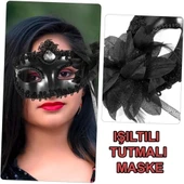 Siyah Işıltılı Tutmalı Fotoğraf Çekimi Maskesi thumbnail 5