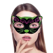 Siyah Kadife İşlemeli Kedi Maskesi thumbnail 2