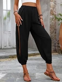 Kadın Yüksek Belli Yanlardan çapraz Detay Yırtmaçlı Viskon Pantolon thumbnail 6