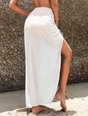 Kadın Yüksek Bel Yandan Büzgülü Uzun Tül Detaylı Pareo thumbnail 12