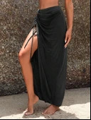 Kadın Yüksek Bel Yandan Büzgülü Uzun Tül Detaylı Pareo thumbnail 9