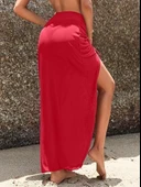 Kadın Yüksek Bel Yandan Büzgülü Uzun Tül Detaylı Pareo thumbnail 4