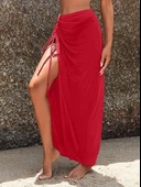 Kadın Yüksek Bel Yandan Büzgülü Uzun Tül Detaylı Pareo thumbnail 9