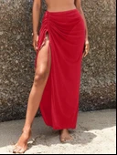 Kadın Yüksek Bel Yandan Büzgülü Uzun Tül Detaylı Pareo thumbnail 7