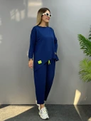 Kadın Iki Iplik Viskon Pamuk Kumaş Arma Detaylı Ikili Takım thumbnail 5