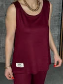 Kadın Askılı Yuvarlak Yaka Viskon Iki Iplik Bluz Ve Eşofman Altı Ikili Takım thumbnail 2