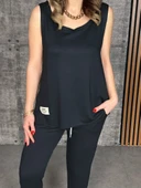 Kadın Askılı Yuvarlak Yaka Viskon Iki Iplik Bluz Ve Eşofman Altı Ikili Takım thumbnail 6