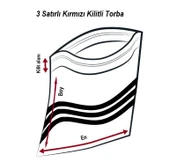 Kırmızı Kilitli Torba 3 Satırlı 7X9 cm 100'lü Paket - 3