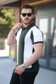 Erkek Kısa Kollu Polo Yakalı Blok Desenli Triko Bluz thumbnail 2