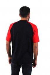 ESER - Bisiklet Yaka Kısa Kol Lacivert Penye İş Tişörtü - Cepli - Kol Kırmızı - 2