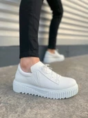 JY502 Bold Bağcıklı Cilt Erkek Günlük Sneaker Ayakkabı CBT - Beyaz thumbnail 1