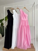 Tek Omuzlu Pile Detay Maxi Elbise 2895 thumbnail 11