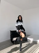 Kadın Uzun Kollu Zigzag Desen Triko Elbise - 9