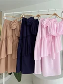 Büzgülü Crop Kat Detaylı Fırfır Etekli Takım 10196 - 10
