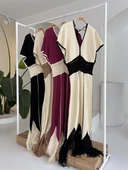 Dantel Desenli V Yaka Triko Elbise 2844 thumbnail 9