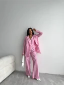 ÇİZGİLİ KETEN YELEK-PANTOLON TAKIM - Pembe - 4