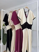 Dantel Desenli V Yaka Triko Elbise 2844 thumbnail 10