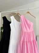 Tek Omuzlu Pile Detay Maxi Elbise 2895 thumbnail 9