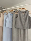 Yelek Plazzo Pantolon Çizgili Flamlı Poliviscon Takım 10178 - 8