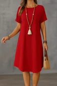 Kadın Kısa Kollu Kayık Yaka Bürümcük Elbise thumbnail 3