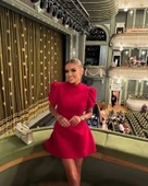 Kadın Atlas Kumaş Iç Astarlı Gizli Fermuarlı Inci Düğme Detaylı Mini Elbise thumbnail 4