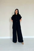 Siyah Önü Pileli İkili Keten Takım thumbnail 3