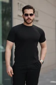 Erkek Kısa Kollu çizgi Kabartma Detaylı T-shirt thumbnail 1