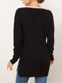 Kadın Uzun Kollu V Yaka Triko Bluz thumbnail 4