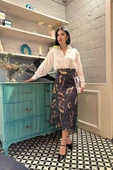 Siyah Baskılı Kroşetalı Etek - 1