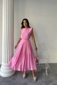 KETEN KOLSUZ BLUZ - MAXİ ETEK TAKIM - Pembe - 1