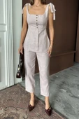 ŞANTUK KETEN YELEK GÖRÜNÜMLÜASKILI BLUZ - PANTOLON TK - Lila - 2